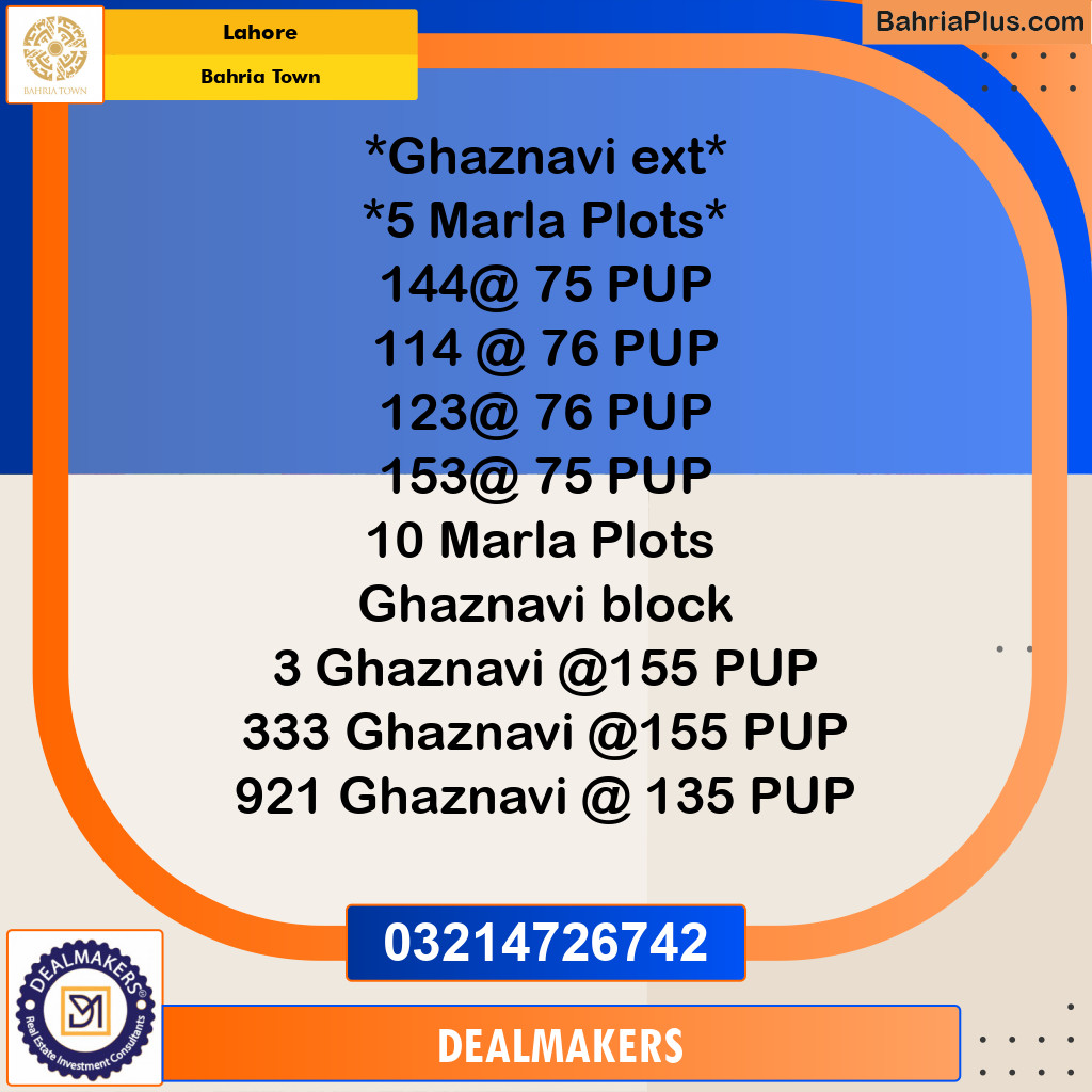 Residential Plot for Sale in Bahria Town, Lahore - (BP-279543)