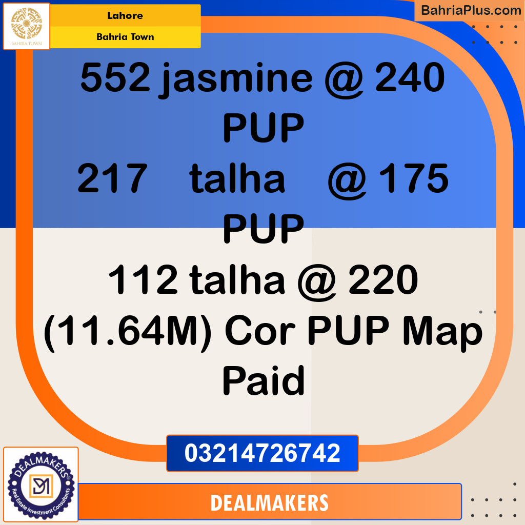 Residential Plot for Sale in Bahria Town, Lahore - (BP-279561)