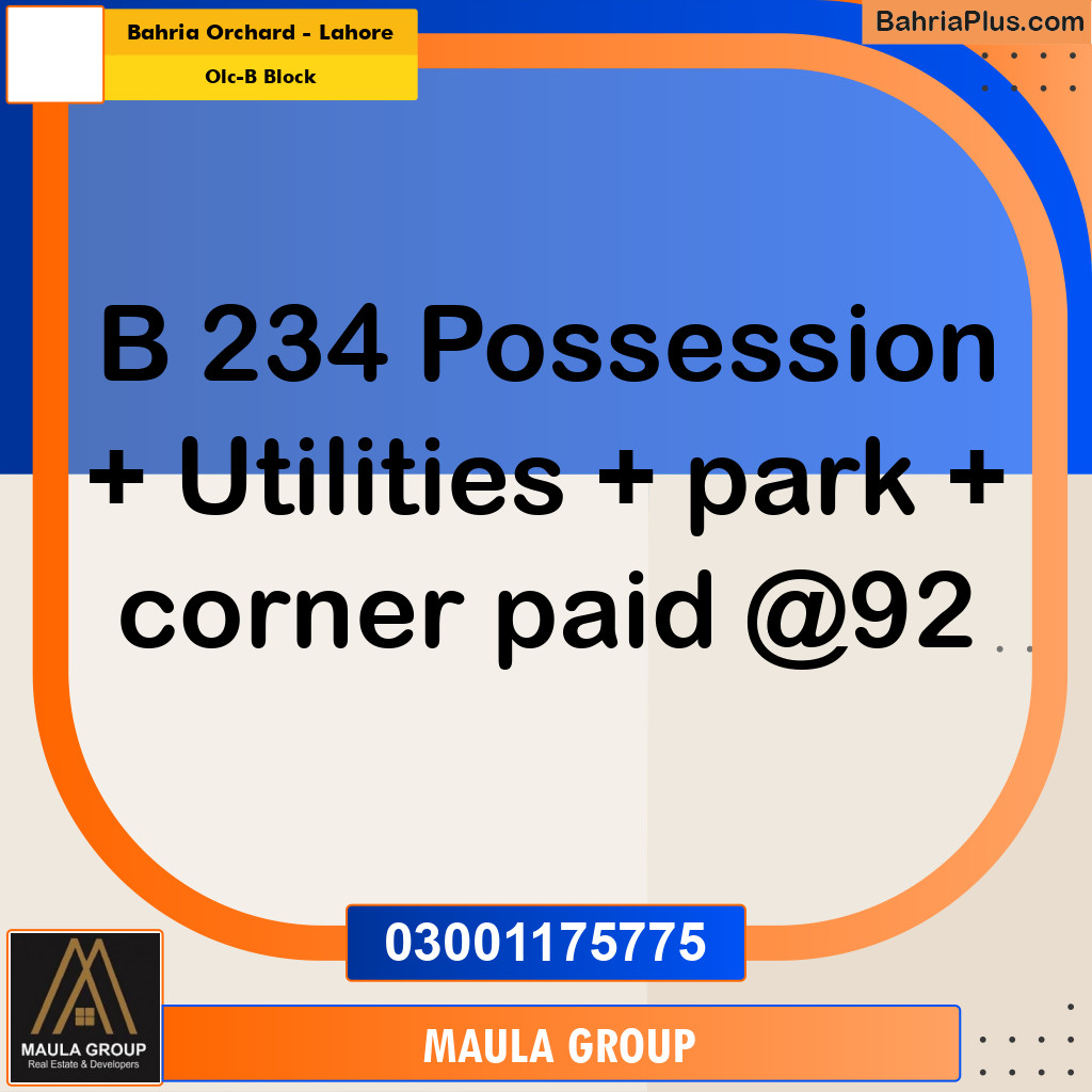 8 Marla Residential Plot for Sale in OLC-B Block -  Bahria Orchard, Lahore - (BP-279579)