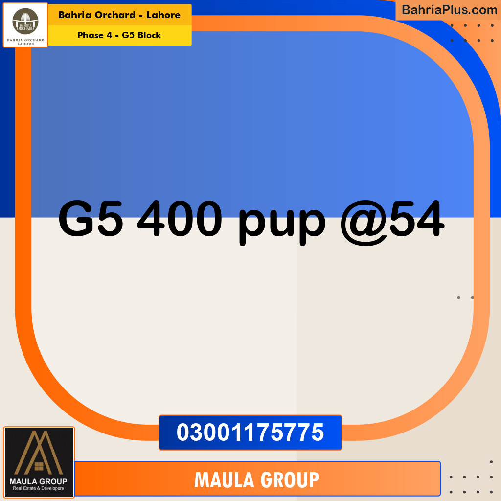 5 Marla Residential Plot for Sale in Phase 4 - G5 Block -  Bahria Orchard, Lahore - (BP-279581)