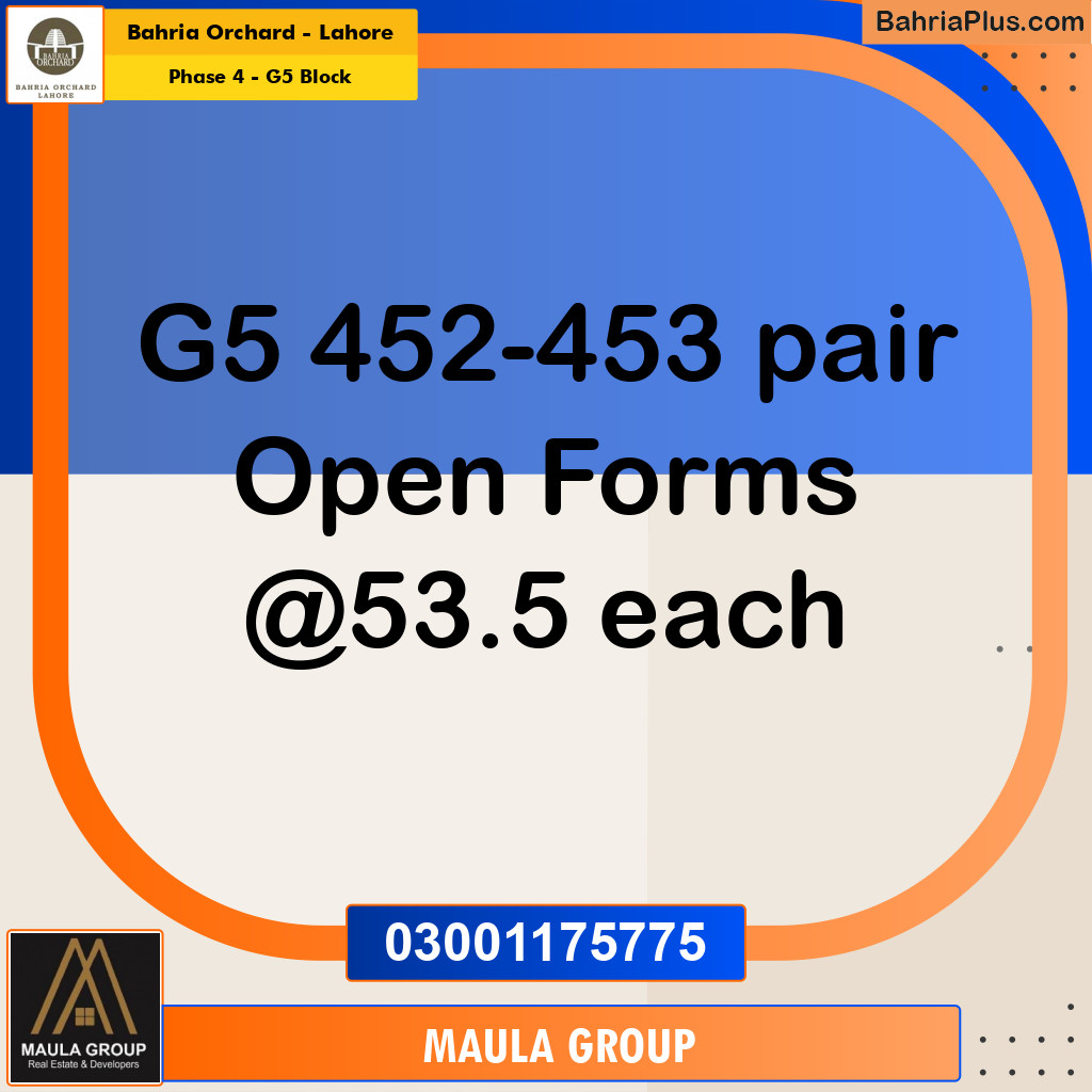 5 Marla Residential Plot for Sale in Phase 4 - G5 Block -  Bahria Orchard, Lahore - (BP-279582)