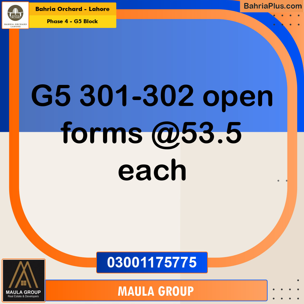 5 Marla Residential Plot for Sale in Phase 4 - G5 Block -  Bahria Orchard, Lahore - (BP-279583)