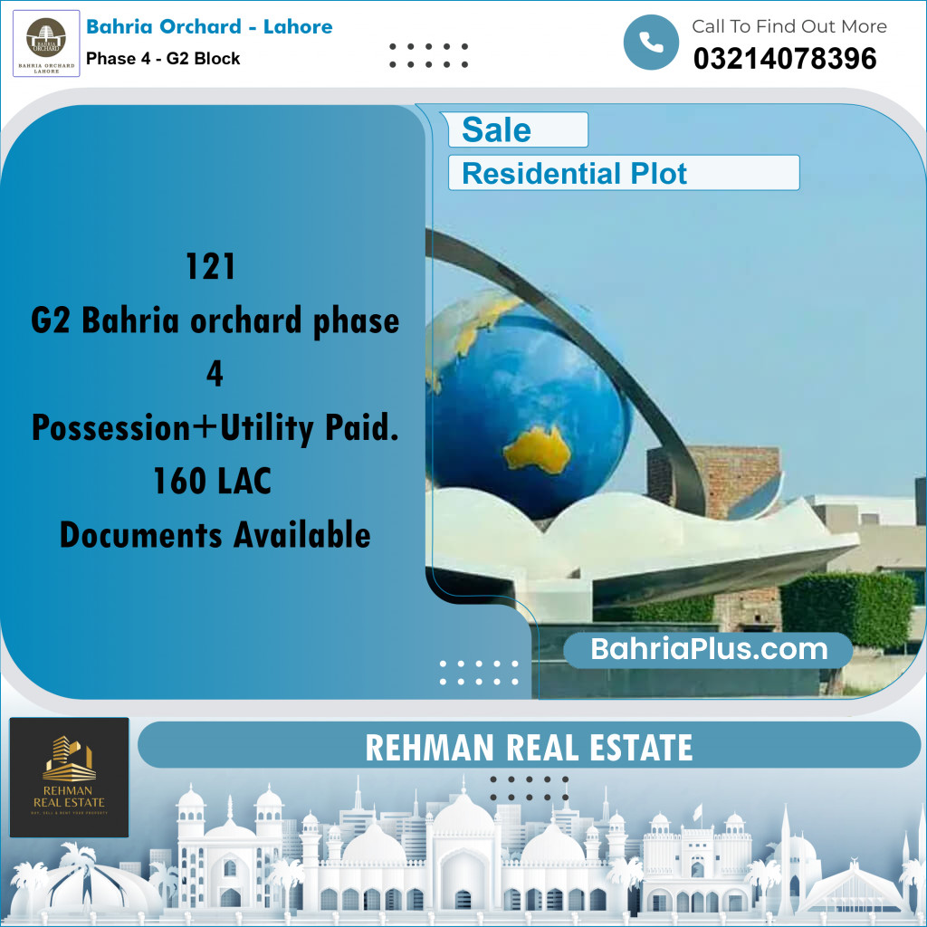 1 Kanal Residential Plot for Sale in Phase 4 - G2 Block -  Bahria Orchard, Lahore - (BP-279604)