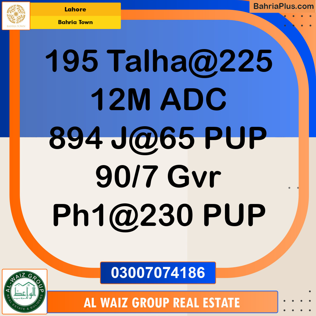 Residential Plot for Sale in Bahria Town, Lahore - (BP-279712)