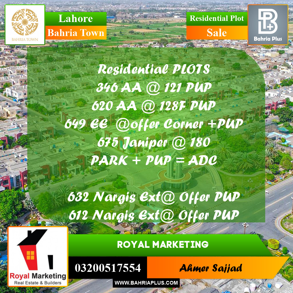 Residential Plot for Sale in Bahria Town, Lahore - (BP-279715)