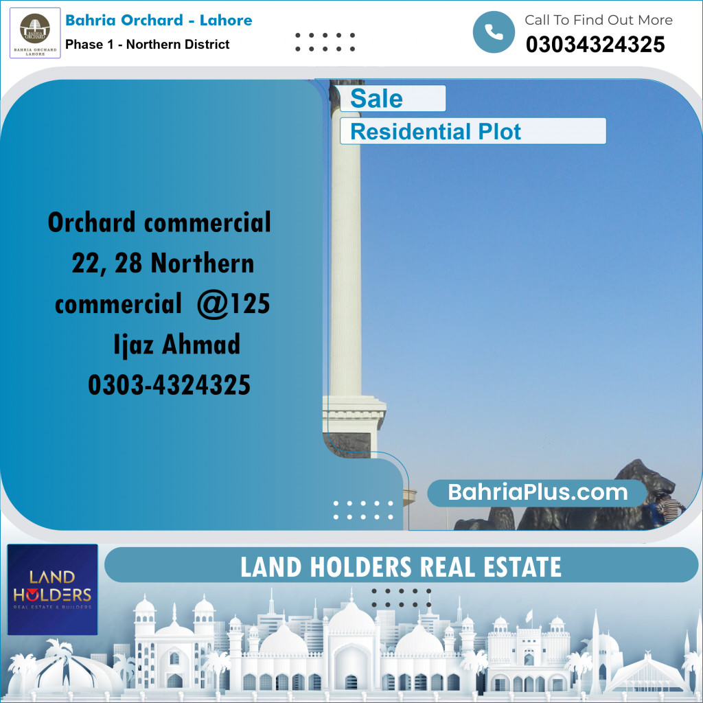 3 Marla Residential Plot for Sale in Phase 1 - Northern District -  Bahria Orchard, Lahore - (BP-279719)