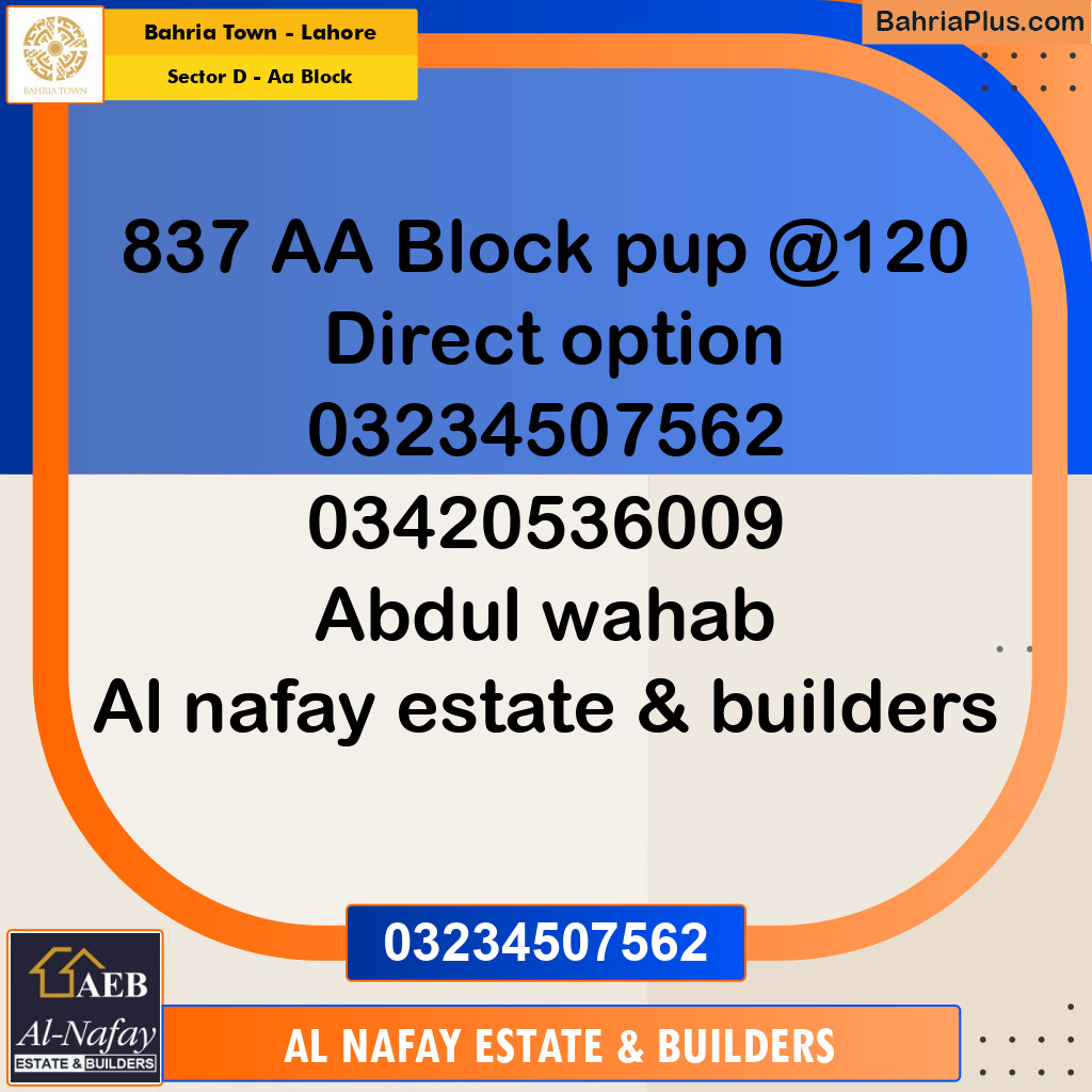 5 Marla Residential Plot for Sale in Sector D - AA Block -  Bahria Town, Lahore - (BP-279742)