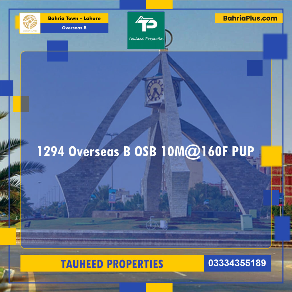 10 Marla Residential Plot for Sale in Overseas B -  Bahria Town, Lahore - (BP-279761)