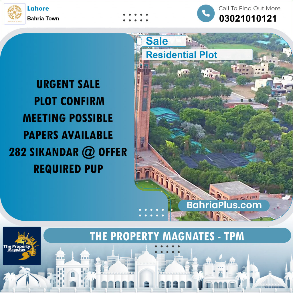 Residential Plot for Sale in Bahria Town, Lahore - (BP-279781)