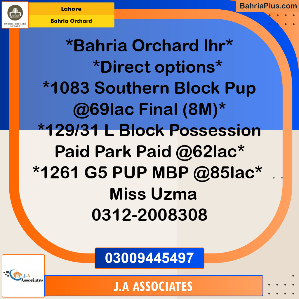 Residential Plot for Sale in Bahria Orchard, Lahore - (BP-279802)