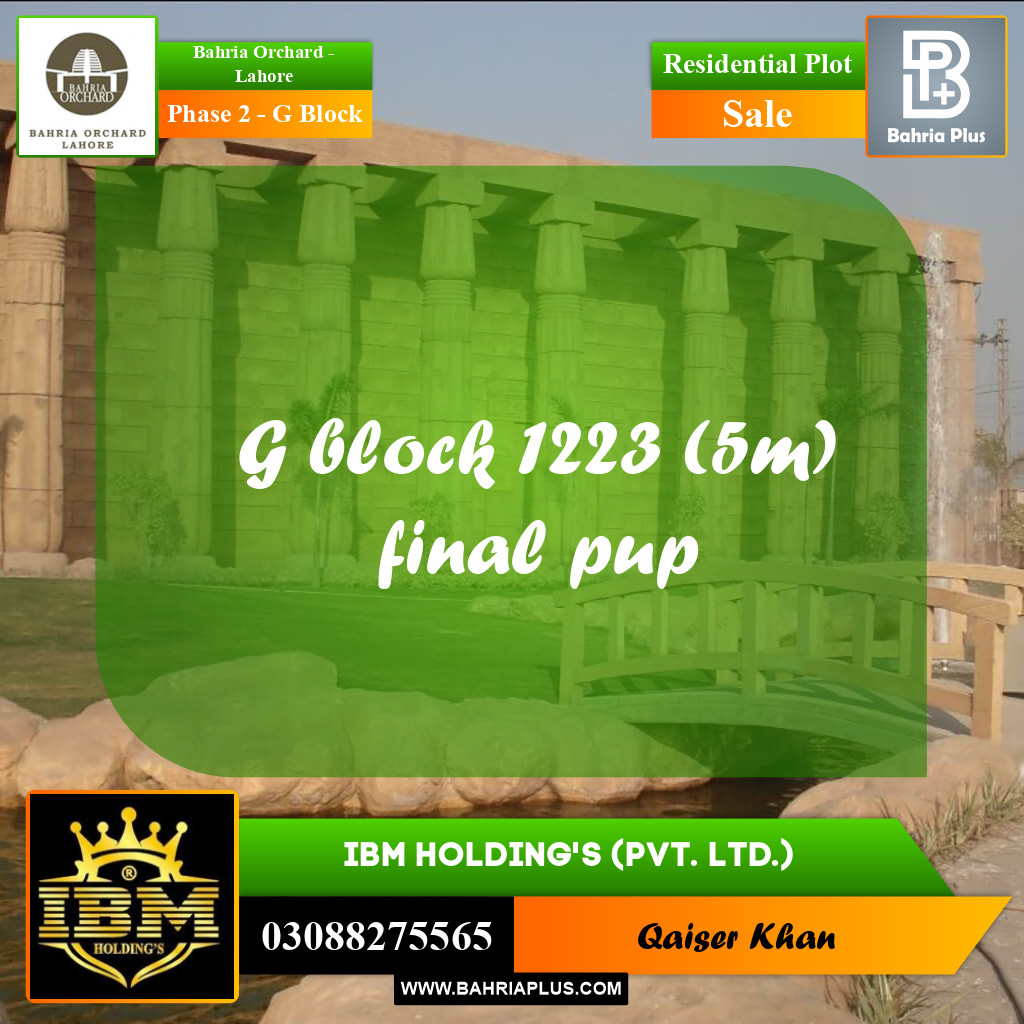 5 Marla Residential Plot for Sale in Phase 2 - G Block -  Bahria Orchard, Lahore - (BP-279803)