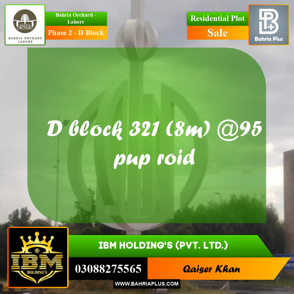 8 Marla Residential Plot for Sale in Phase 2 - D Block -  Bahria Orchard, Lahore - (BP-279807)