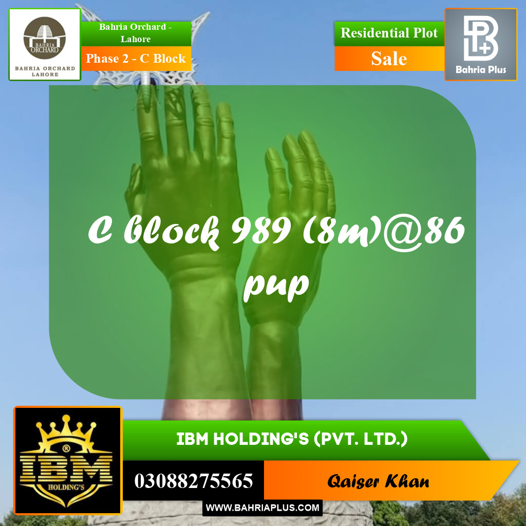 8 Marla Residential Plot for Sale in Phase 2 - C Block -  Bahria Orchard, Lahore - (BP-279818)