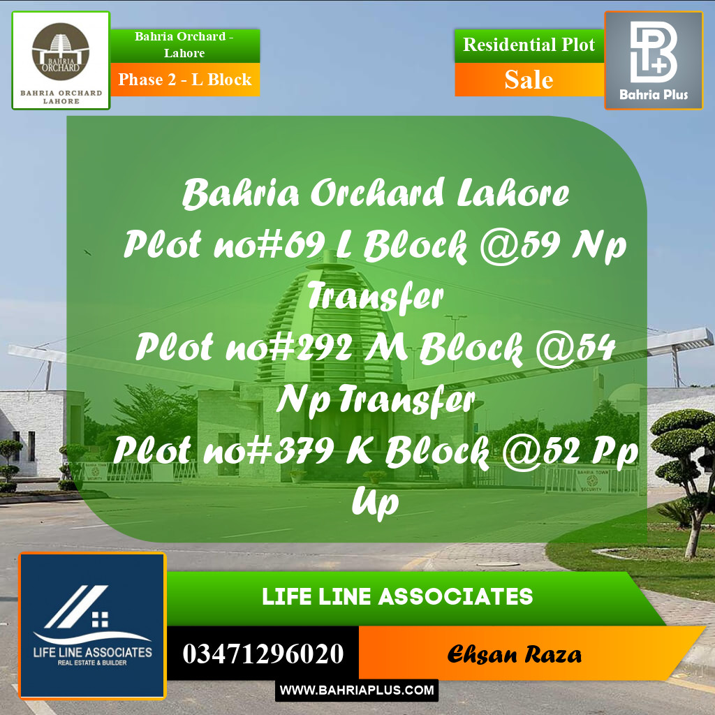 5 Marla Residential Plot for Sale in Phase 2 - L Block -  Bahria Orchard, Lahore - (BP-279842)
