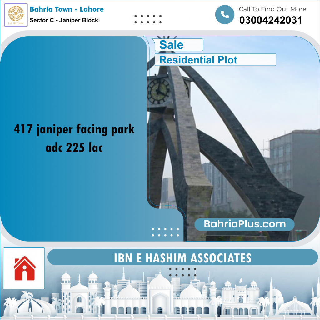 10 Marla Residential Plot for Sale in Sector C - Janiper Block -  Bahria Town, Lahore - (BP-279846)
