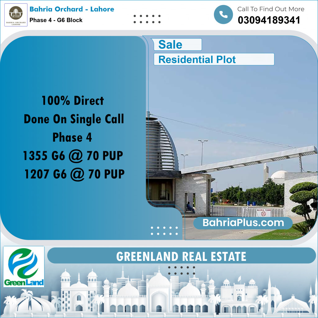 10 Marla Residential Plot for Sale in Phase 4 - G6 Block -  Bahria Orchard, Lahore - (BP-279901)