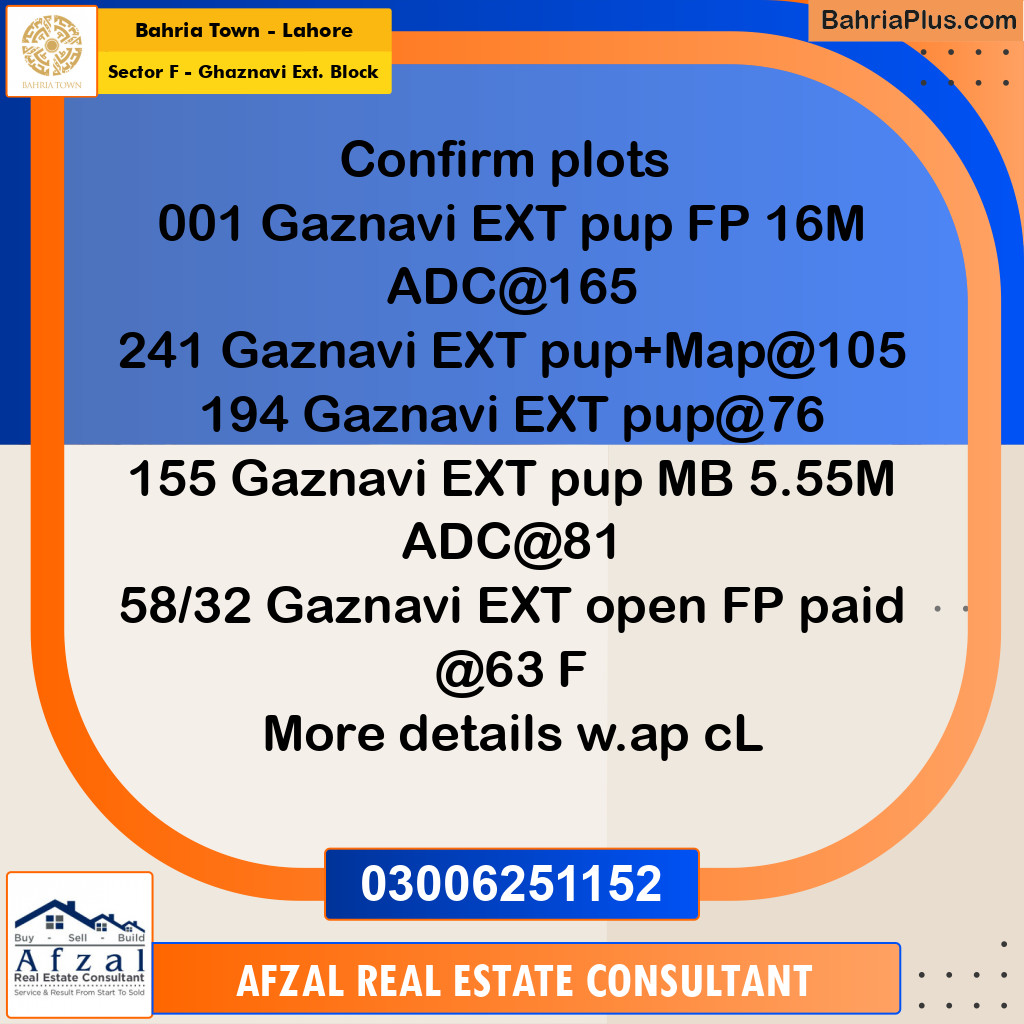 16 Marla Residential Plot for Sale in Sector F - Ghaznavi Ext. Block -  Bahria Town, Lahore - (BP-279920)