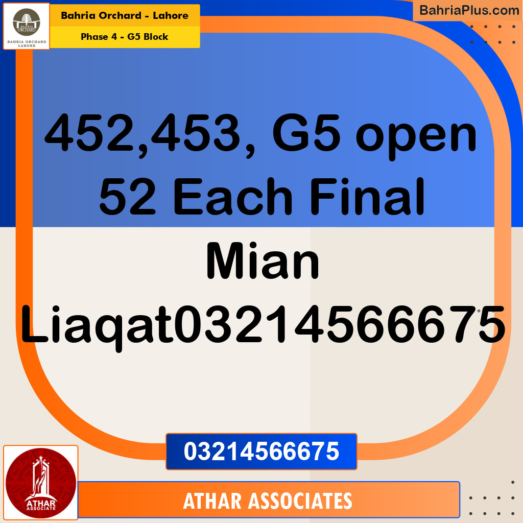 5 Marla Residential Plot for Sale in Phase 4 - G5 Block -  Bahria Orchard, Lahore - (BP-279925)