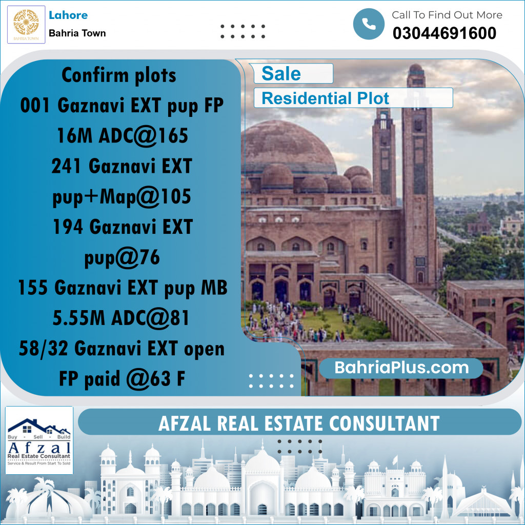Residential Plot for Sale in Bahria Town, Lahore - (BP-280017)