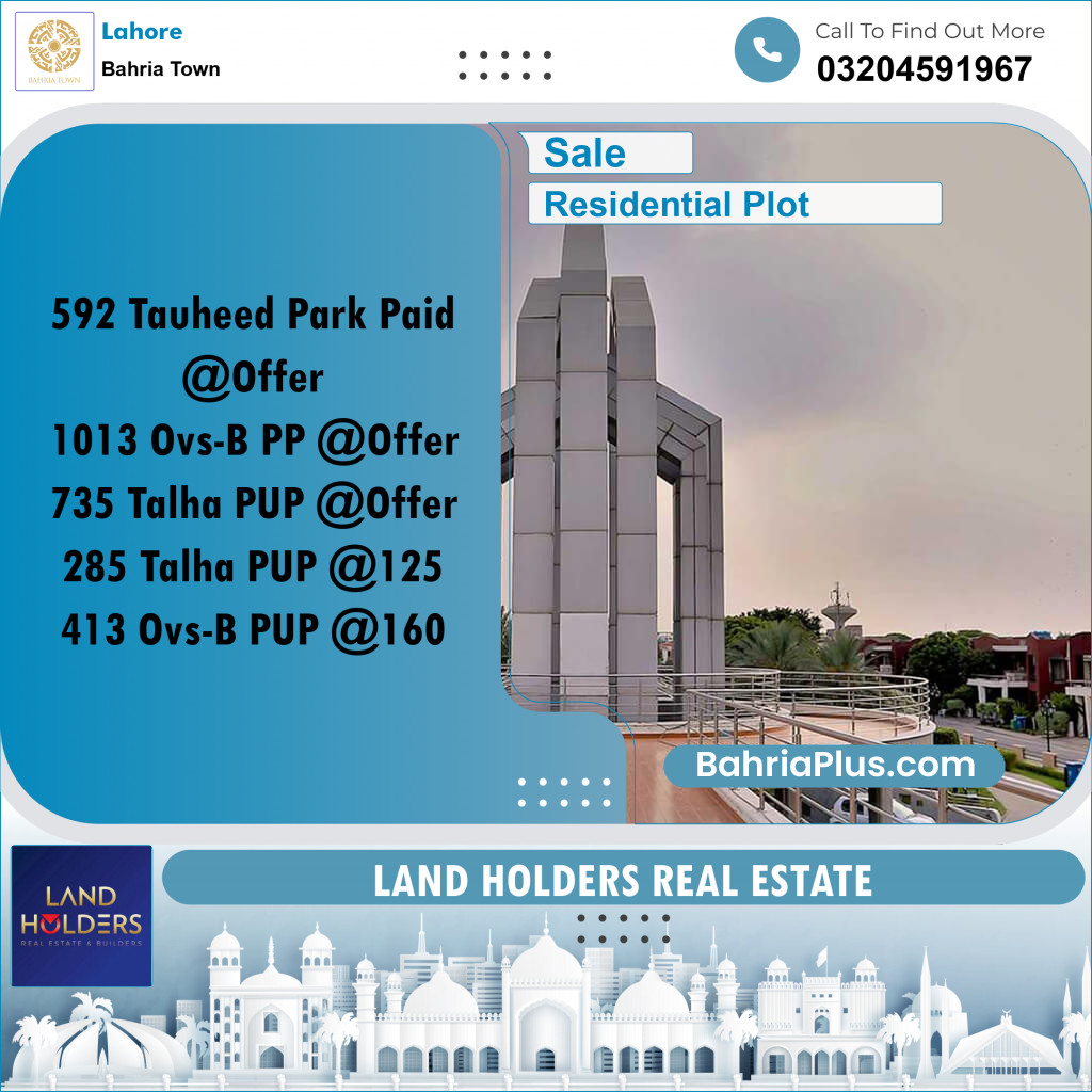 Residential Plot for Sale in Bahria Town, Lahore - (BP-280157)
