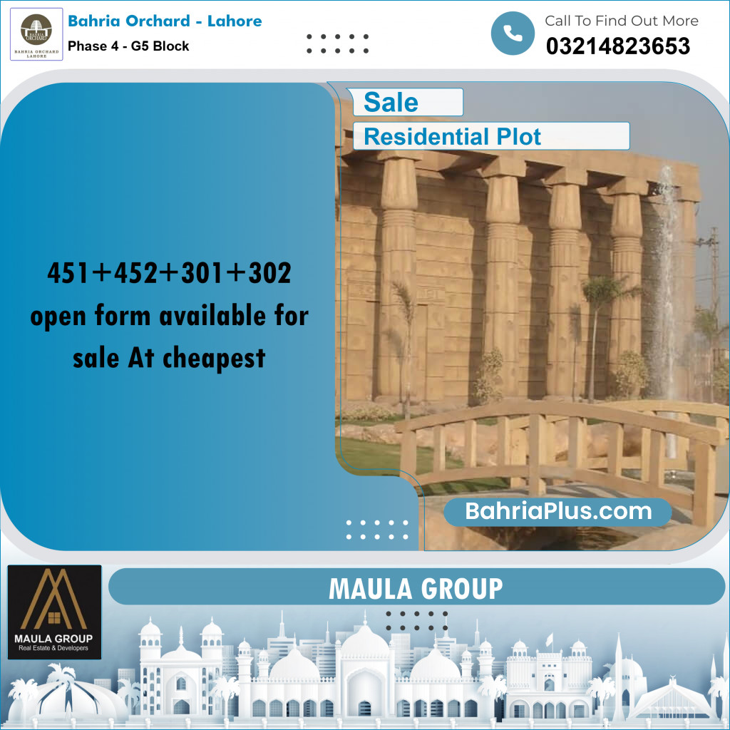 5 Marla Residential Plot for Sale in Phase 4 - G5 Block -  Bahria Orchard, Lahore - (BP-280170)