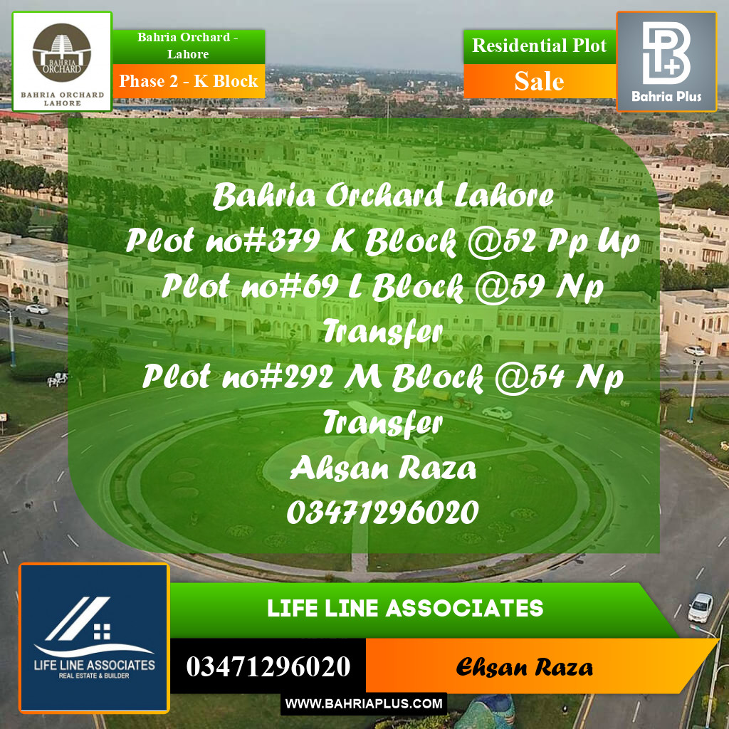 5 Marla Residential Plot for Sale in Phase 2 - K Block -  Bahria Orchard, Lahore - (BP-280214)