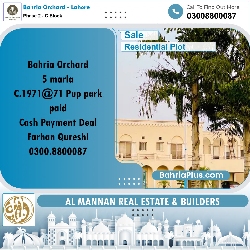 5 Marla Residential Plot for Sale in Phase 2 - C Block -  Bahria Orchard, Lahore - (BP-280255)