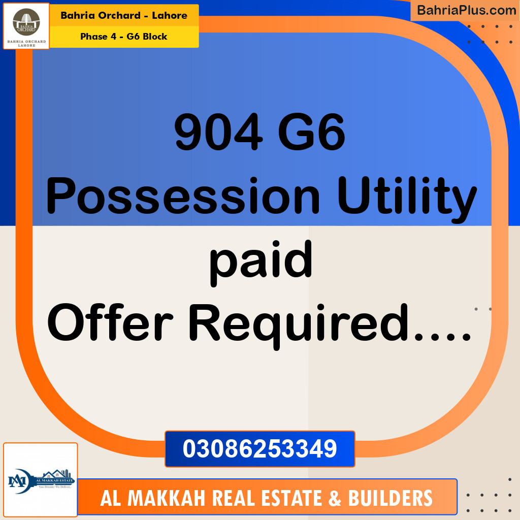 10 Marla Residential Plot for Sale in Phase 4 - G6 Block -  Bahria Orchard, Lahore - (BP-280350)