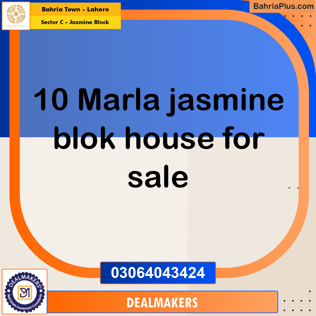 10 Marla Residential House for Sale in Sector C - Jasmine Block -  Bahria Town, Lahore - (BP-280355)