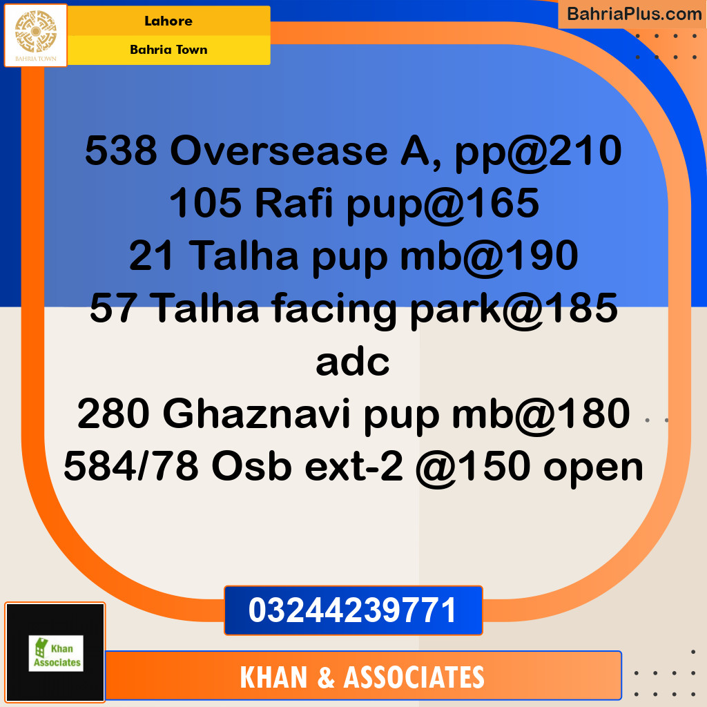 Residential Plot for Sale in Bahria Town, Lahore - (BP-280364)
