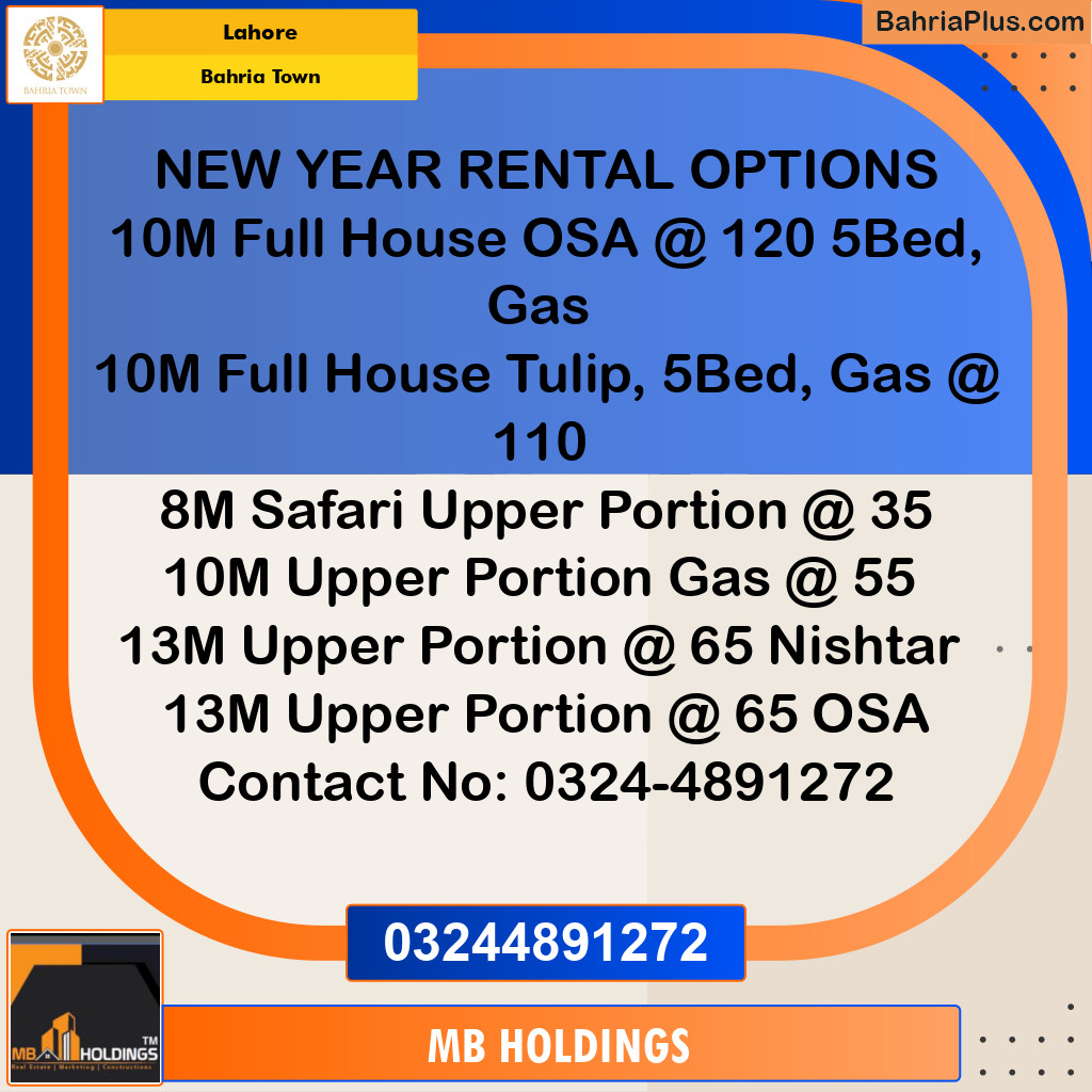 Residential House for Rent in Bahria Town, Lahore - (BP-280394)