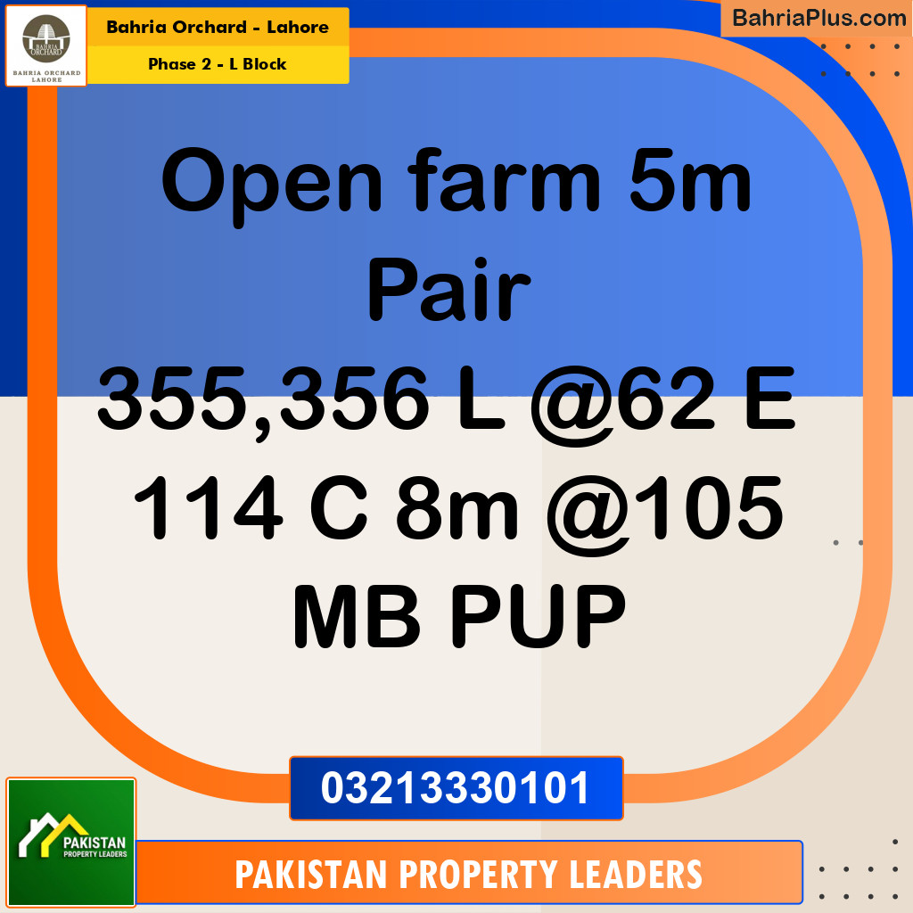 5 Marla Residential Plot for Sale in Phase 2 - L Block -  Bahria Orchard, Lahore - (BP-280466)