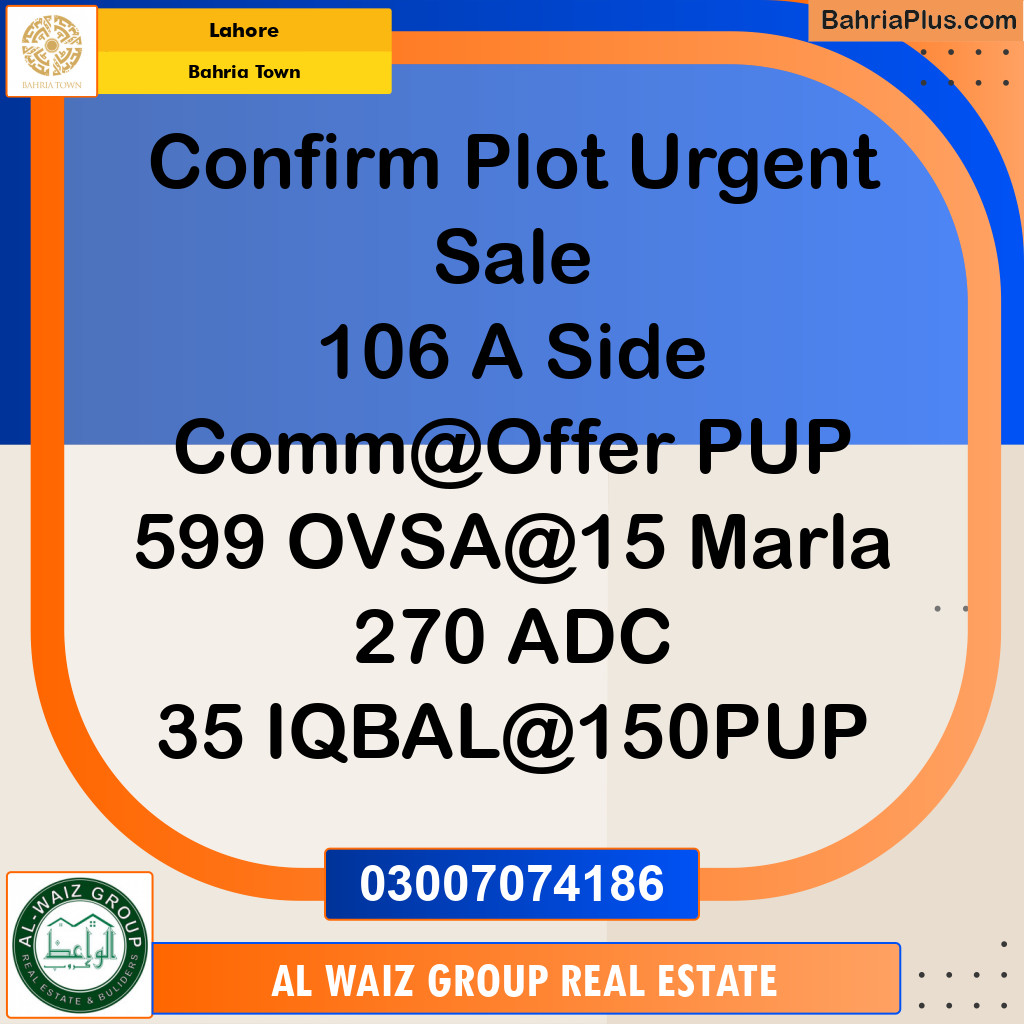10 Marla Residential Plot for Sale in Bahria Town, Lahore - (BP-280499)