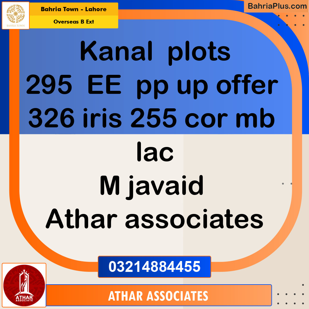 Residential Plot for Sale in Overseas B Ext -  Bahria Town, Lahore - (BP-280530)