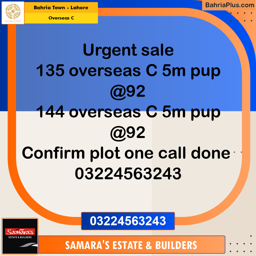 5 Marla Residential Plot for Sale in Overseas C -  Bahria Town, Lahore - (BP-280532)