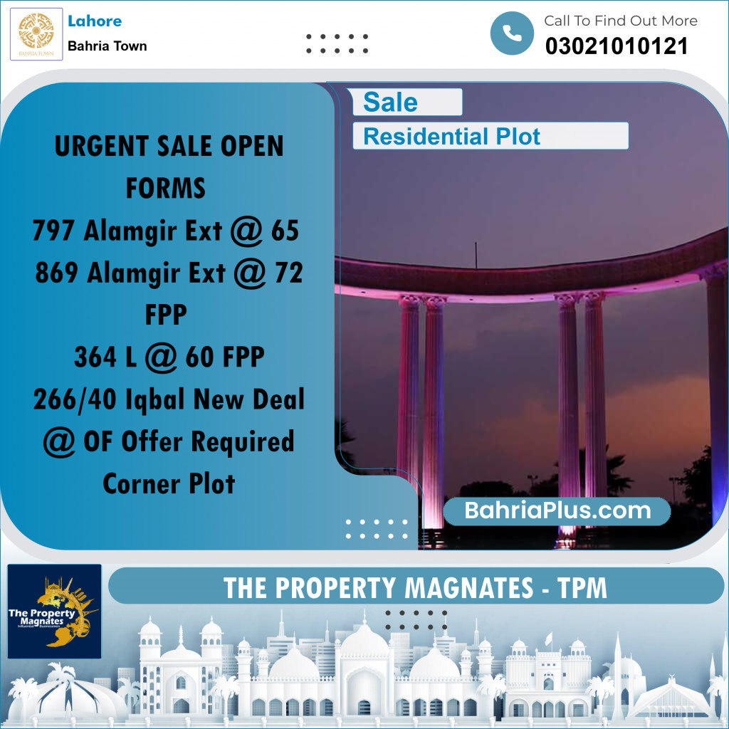 Residential Plot for Sale in Bahria Town, Lahore - (BP-280551)