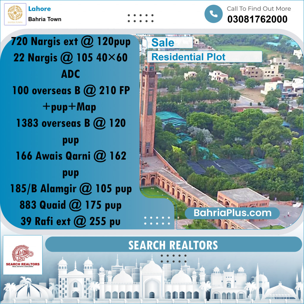 Residential Plot for Sale in Bahria Town, Lahore - (BP-280601)