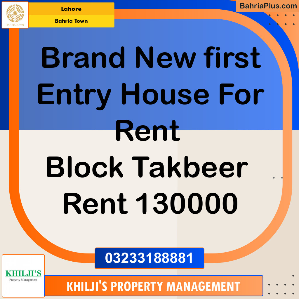 Residential House for Rent in Bahria Town, Lahore - (BP-280639)