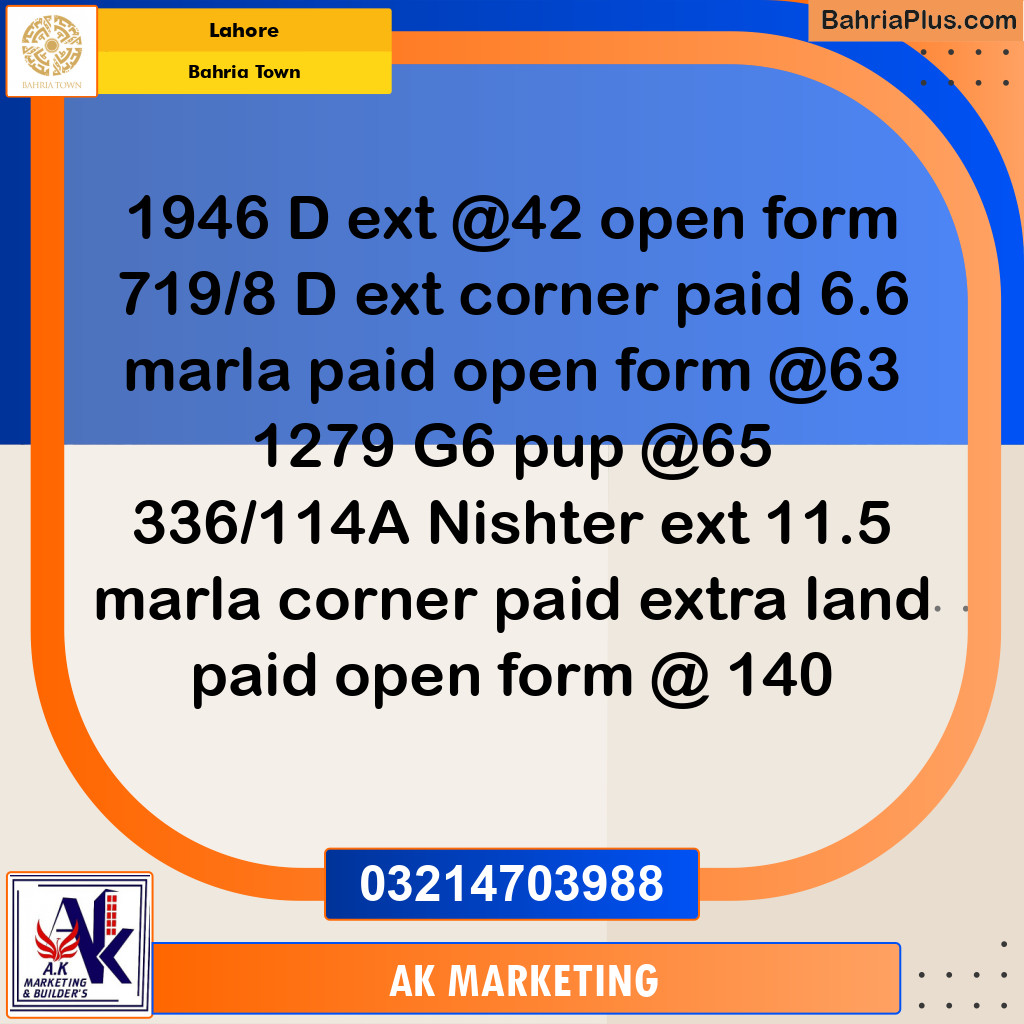 Residential Plot for Sale in Bahria Town, Lahore - (BP-280664)