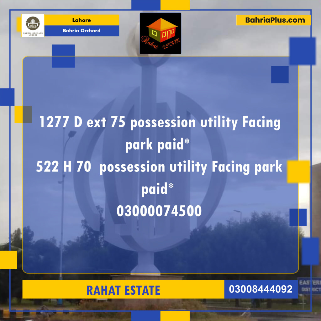 8 Marla Residential Plot for Sale in Bahria Orchard, Lahore - (BP-280668)