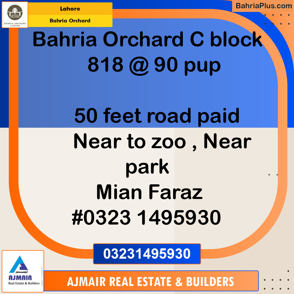 Residential Plot for Sale in Bahria Orchard, Lahore - (BP-280680)