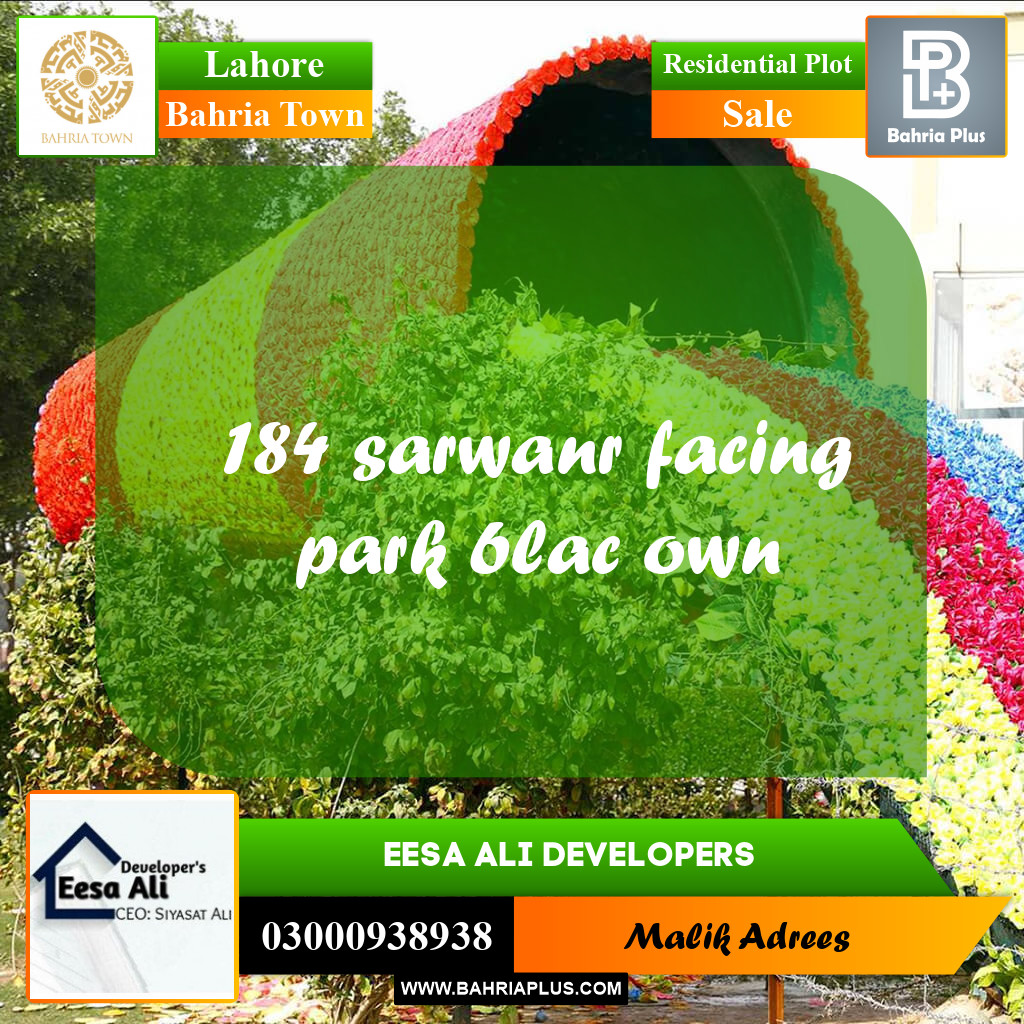 Residential Plot for Sale in Bahria Town, Lahore - (BP-280733)