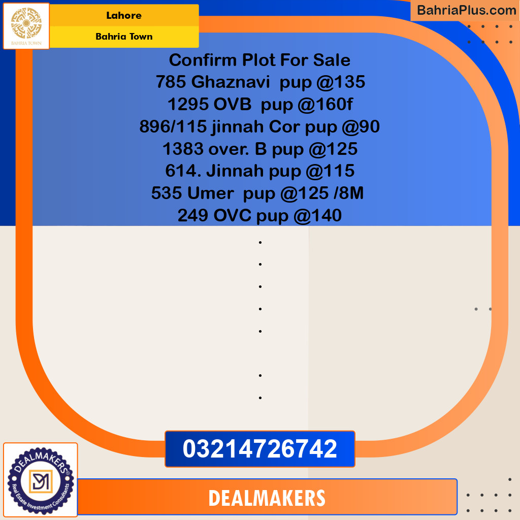 Residential Plot for Sale in Bahria Town, Lahore - (BP-280741)