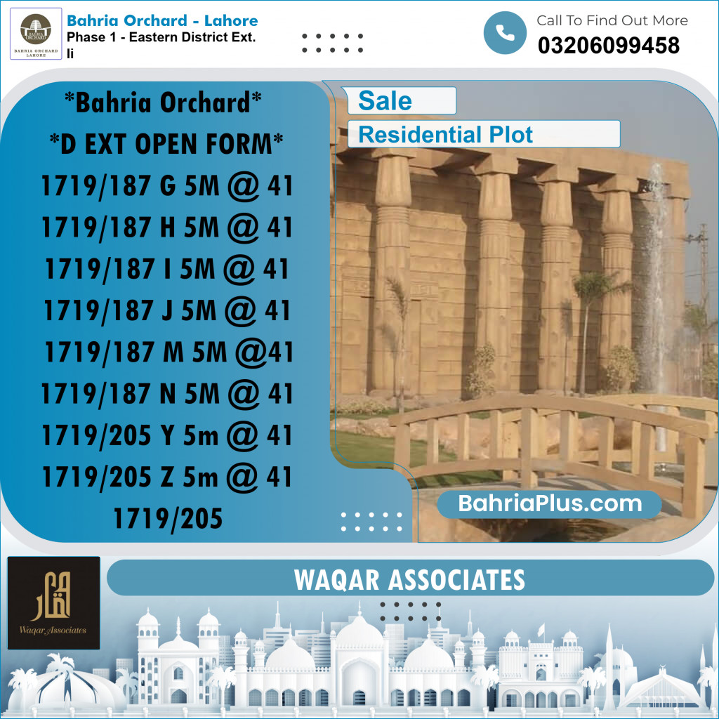 5 Marla Residential Plot for Sale in Phase 1 - Eastern District Ext. II -  Bahria Orchard, Lahore - (BP-280745)