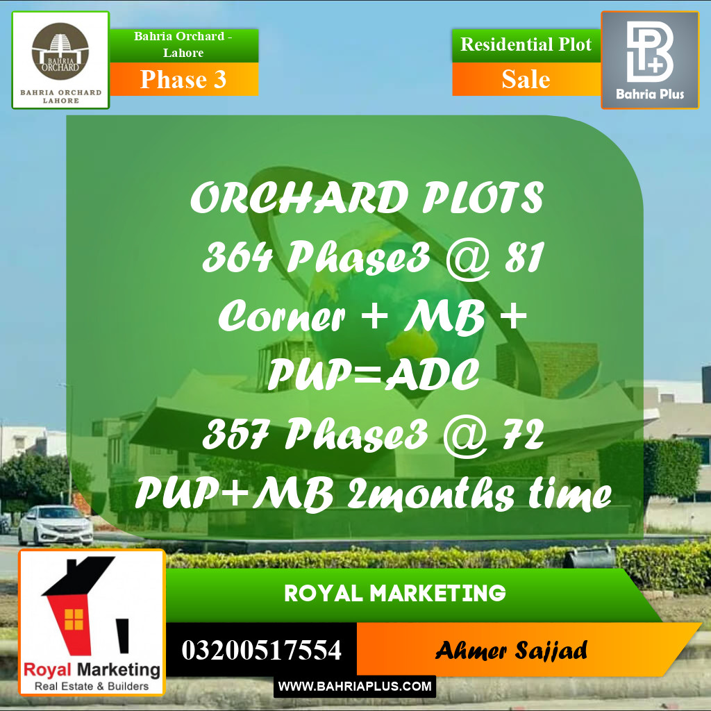 Residential Plot for Sale in Phase 3 -  Bahria Orchard, Lahore - (BP-280783)