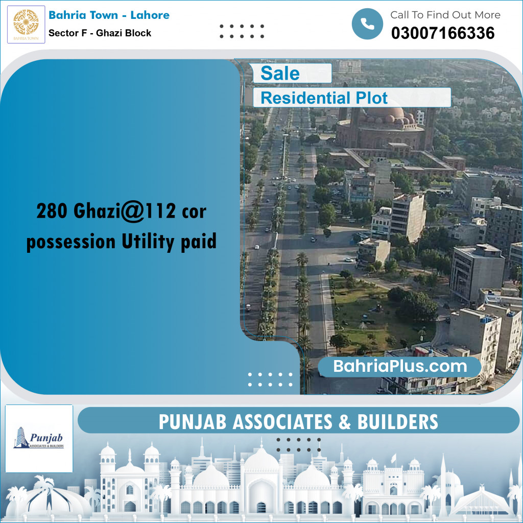 Residential Plot for Sale in Sector F - Ghazi Block -  Bahria Town, Lahore - (BP-280833)