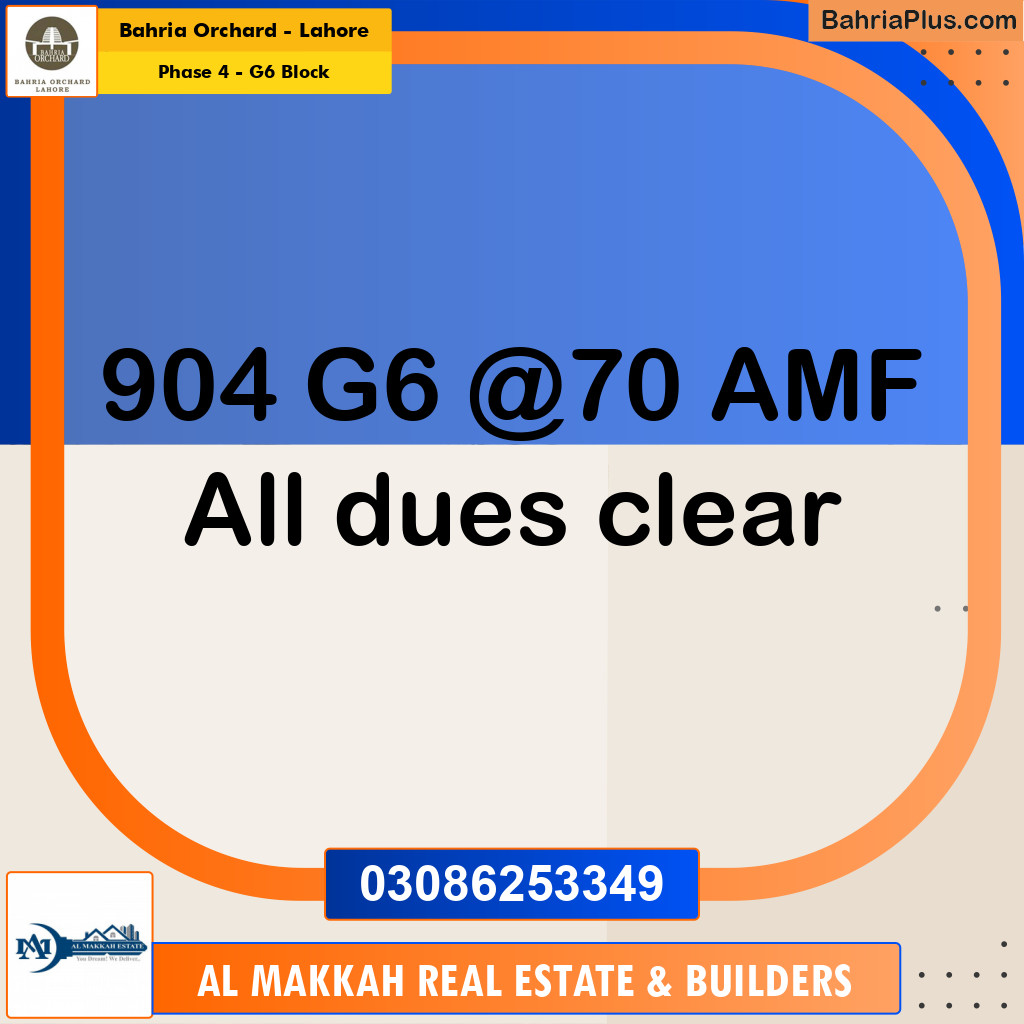 10 Marla Residential Plot for Sale in Phase 4 - G6 Block -  Bahria Orchard, Lahore - (BP-280856)