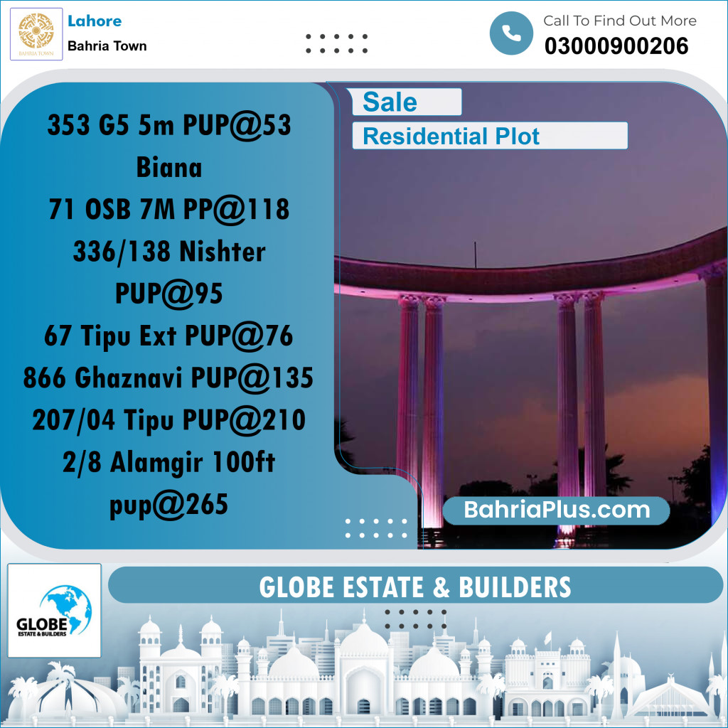 Residential Plot for Sale in Bahria Town, Lahore - (BP-280896)