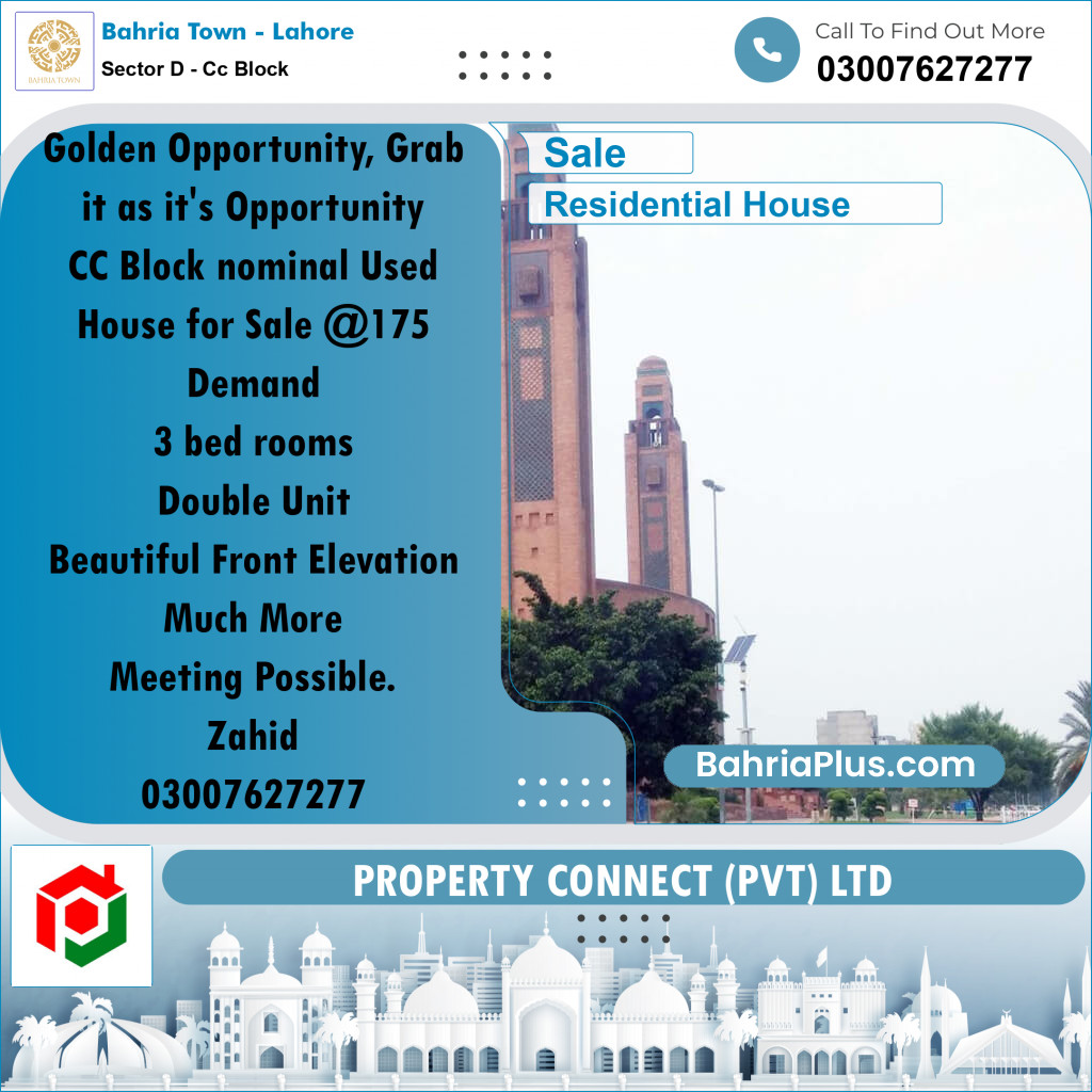 Residential House for Sale in Sector D - CC Block -  Bahria Town, Lahore - (BP-280913)