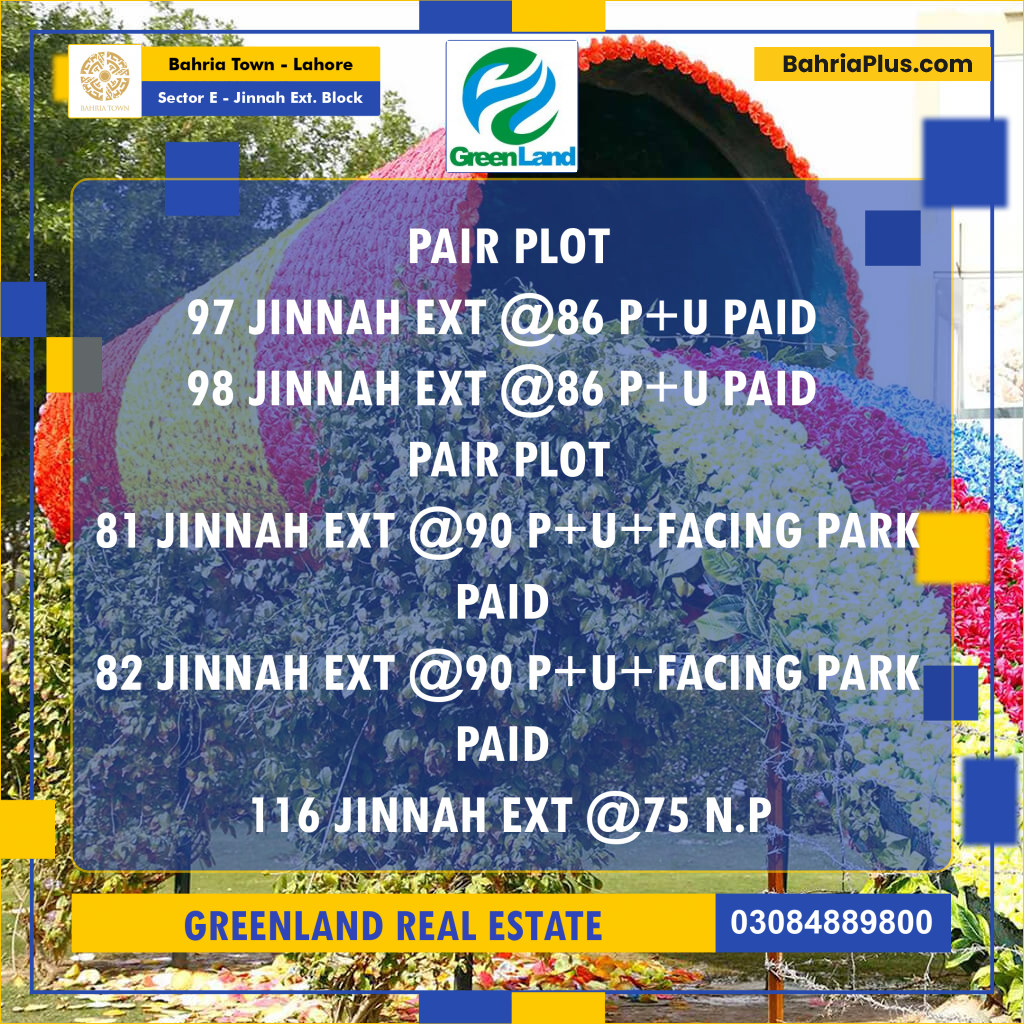 5 Marla Residential Plot for Sale in Sector E - Jinnah Ext. Block -  Bahria Town, Lahore - (BP-280920)